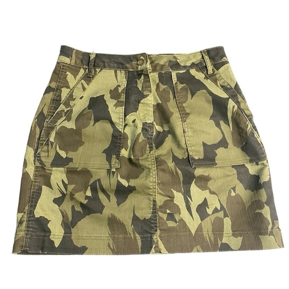 Joe Fresh Green Camo Printed Denim Mini Skirt Size 6 - Picture 1 of 7